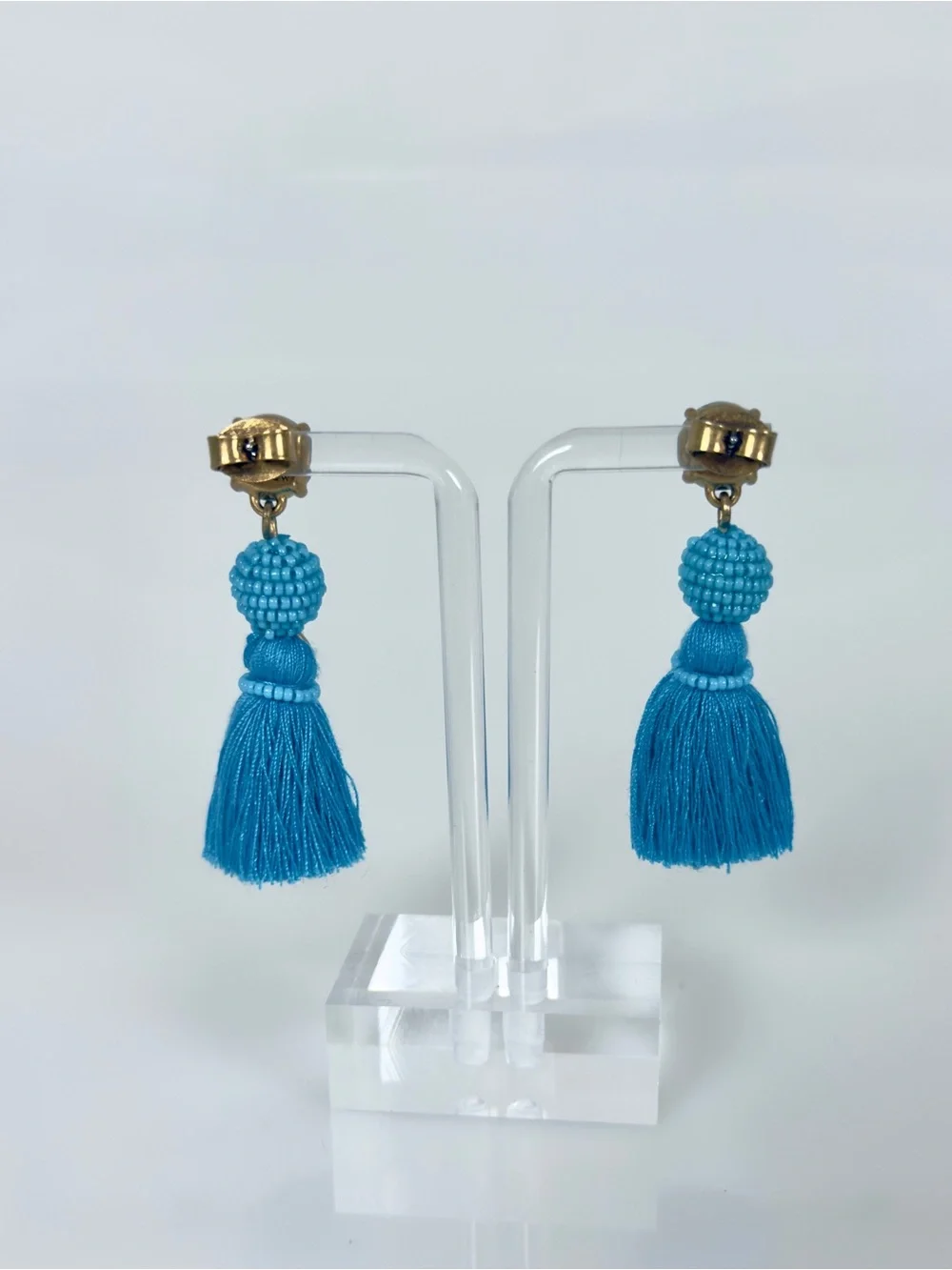 J.Crew Blue Beaded Tassel Drop Earrings